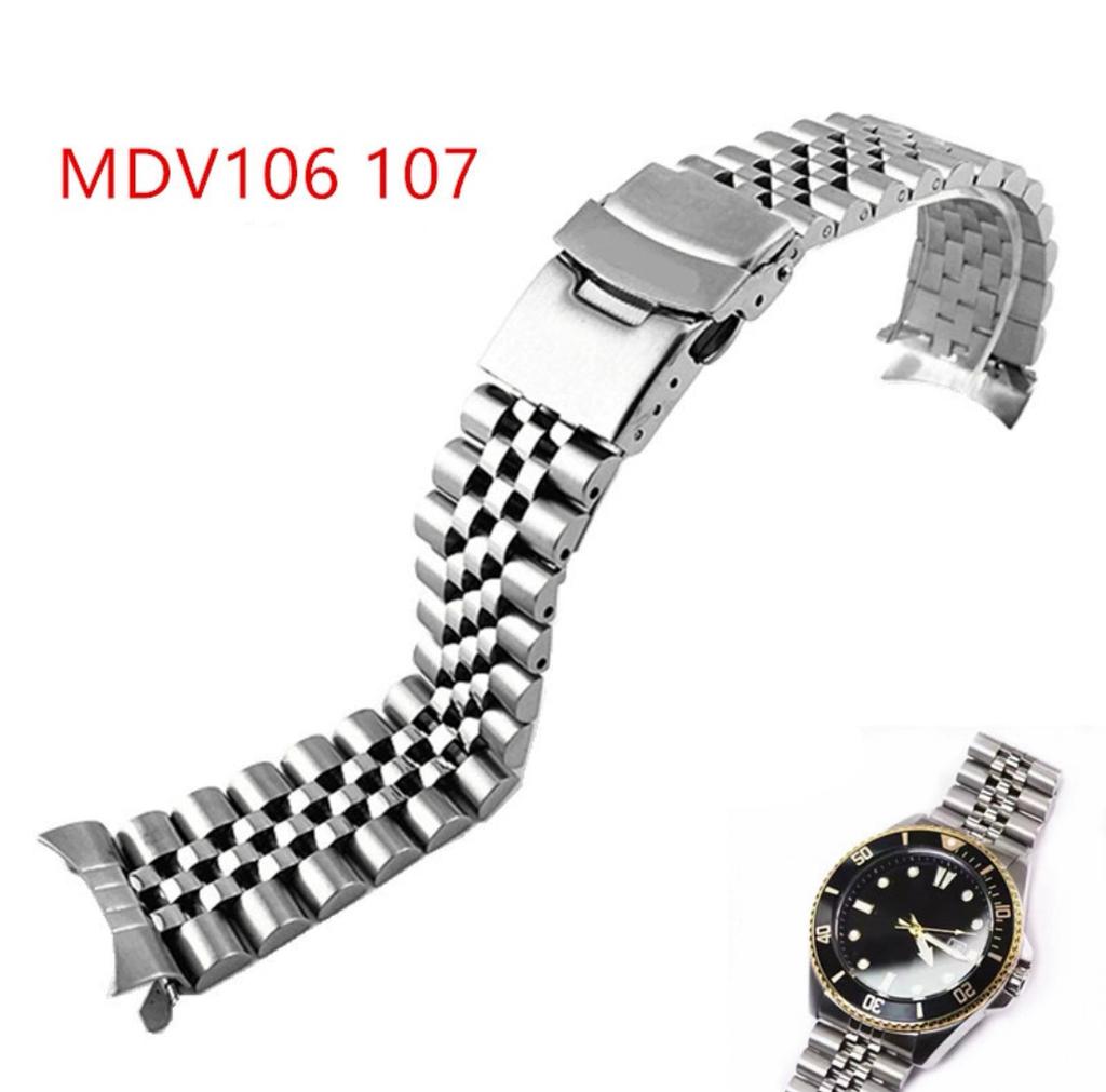 Für Casio Duro MDV-107-1A MDV-106 Armband Marlin Ersatz Tauchen Metall Gebogenes Ende Edelstahl Uhrenarmband Armband 22mm