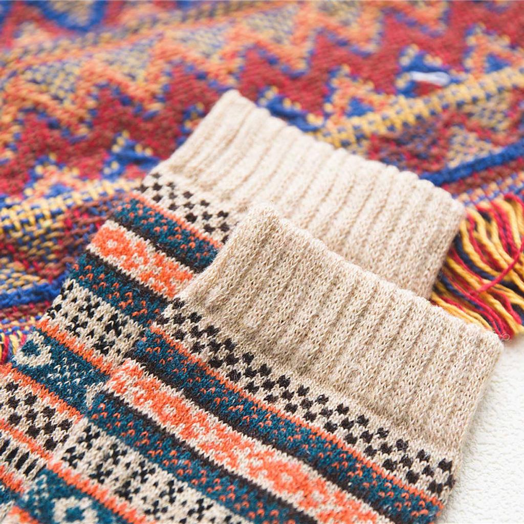 5 Pairs Women Casual Winter Warm Thick Wool Vintage Colorful Knit Soft Socks