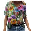 Oversized New 2025 Summer Women 3D Print Casual Street Hipster V-Neck Short Sleeve Clothing Loose