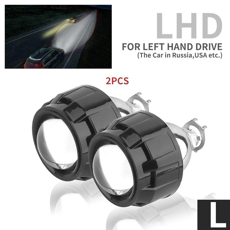 

2 шт. Мини биксеноновые проекторные линзы для фар 2,5 дюйма, ретрофит, подходят для H4 H7, автомобильная фара, маски для фар с функцией стробоскопа LHD+Black