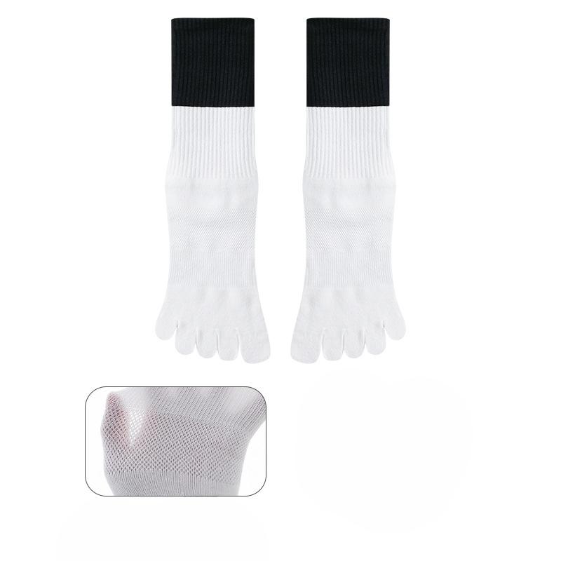 Men's Autumn Cotton Mid-tube Sweat-absorbing, Odor-proof, Mesh Breathable Men's Socks, Color-matching Casual Five-finger Socks