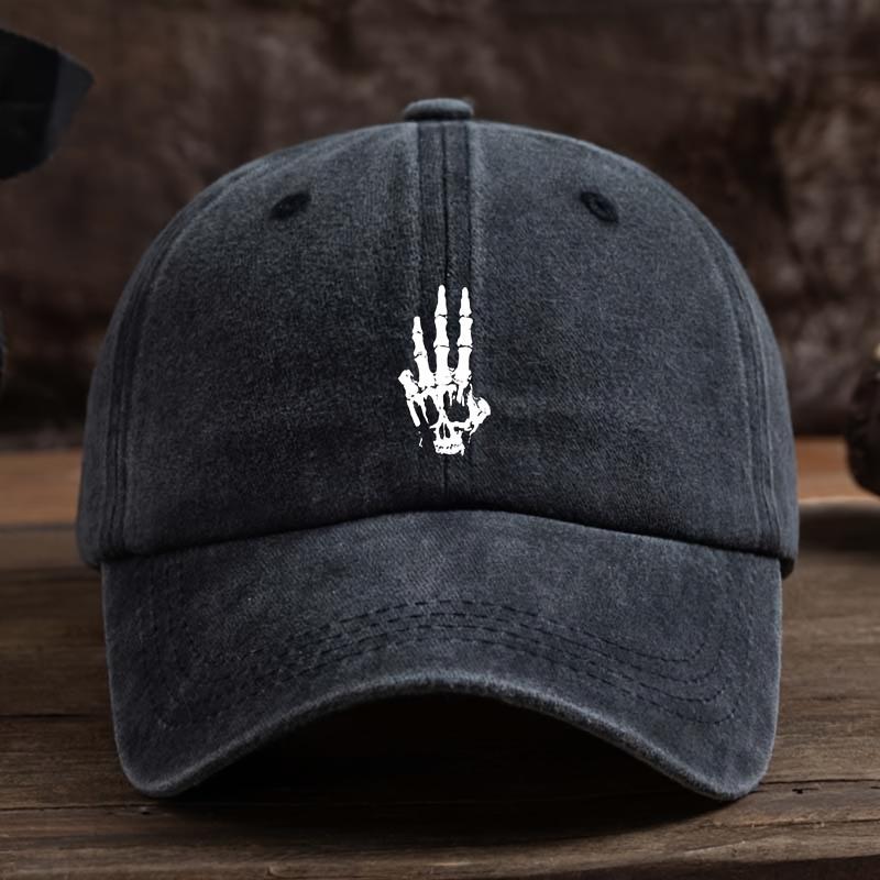 Funny Fingerprint Skull Baseball Cap Fashionable and Versatile Men s Outdoor Cap чёрный