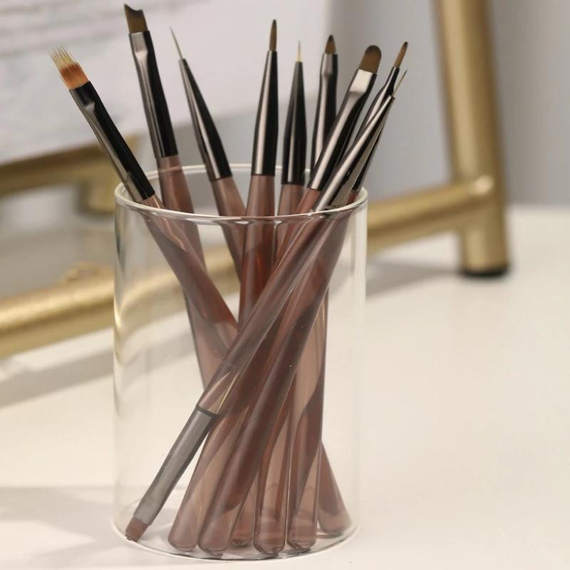 9 Peças Pincel de Unha Liner Caneta de Pintura Manicure Acrílico Pincel de Desenho Para Design de Arte de Unha Unhas de Gel UV Ponta Exibição Ferramenta DIY