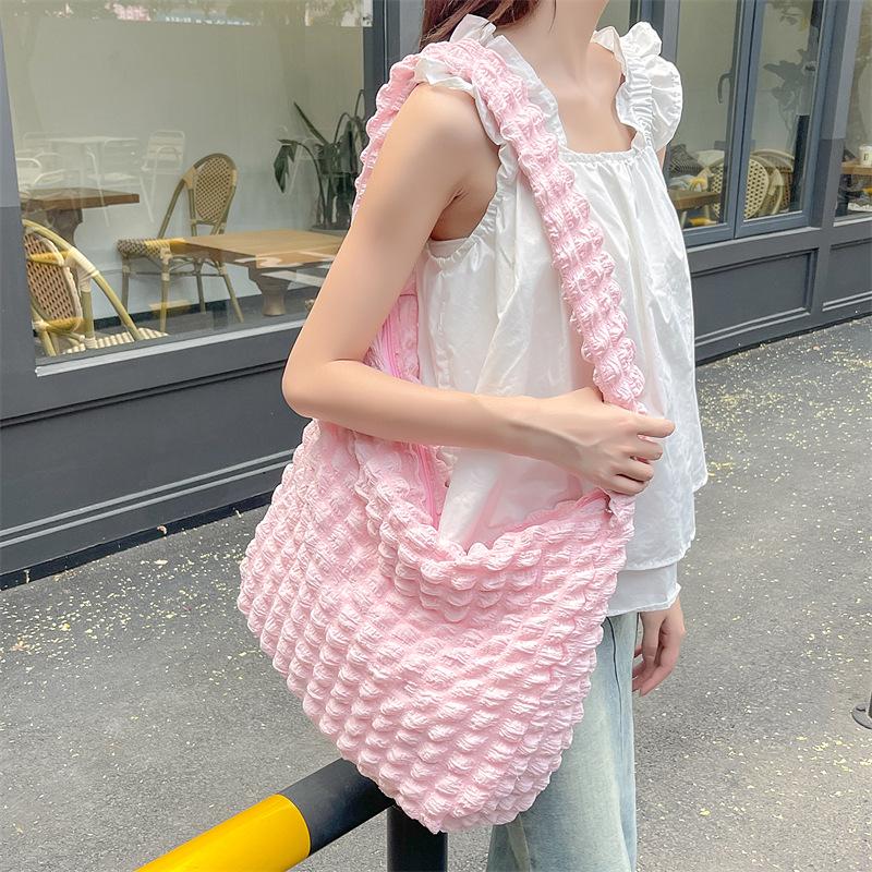 Bolsa Transversal e Tote Grande em Lona Estilo Japonês Nuvem Bolha para Estudantes