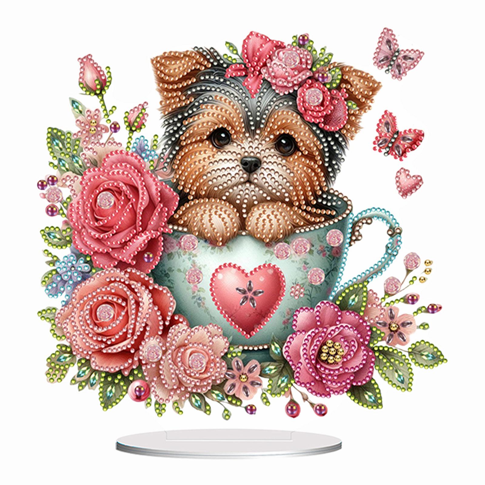 

2D/Плоская Чашка Щенячья DIY Алмазная Живопись Настольные Украшения Набор Алмазная Живопись Настольные Украшения Набор Украшение стола в спальне