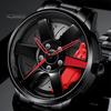 Men Waterproof Sports Car Wheel Hub Design Steel Band Quartz Watch Wristwatch