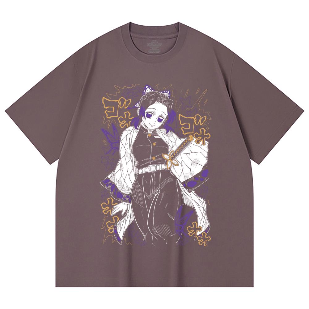 230 Gsm 100% Cotton Demon Slayer V45 Shinobu Print Unisex Heavy Cotton T Shirt