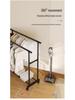 Extra Thick Double Row Vertical Clothes Rack with Wheels for Bedroom Storage