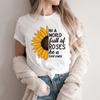 Sunflower Mom T-Shirt Soft Cotton Casual Tee, Leopard Print Sunflower She Is Mom Quote Graphic Top