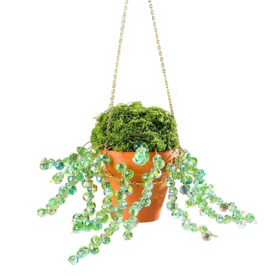 Kit per Piante Verdi con Perline e Vaso in Ceramica, Kit Fai-da-te per Creare Piante in Vaso con Perline, Acchiappasole da Appendere alla Finestra, Decorazione per Casa, Giardino, Auto