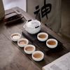 High-end single teapot suet jade porcelain hand grab pot, express cup, one pot and two cups of light luxury teacups, high-end business souvenir