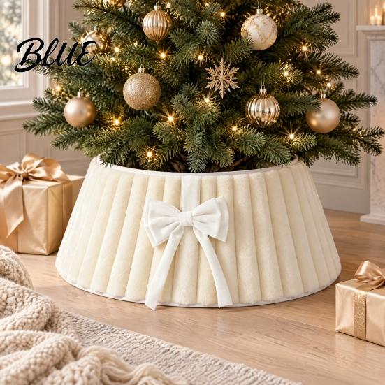 Christmas Tree Skirt Flannel Base Cover Round Wrap with Velvet Bow Decor Ornaments Stand Cover for Holiday Home Decoration Xmas