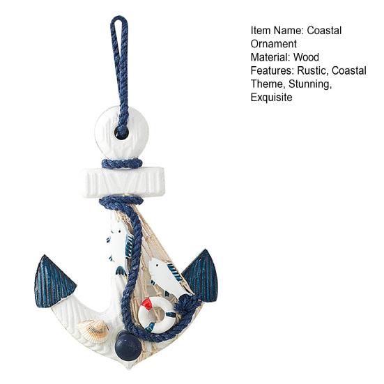 Nautical Wooden Ornament with Rope Beach Ocean Theme Wall Art Rustic Coastal Door Hanging Ornament for Bedroom Living Room Decor