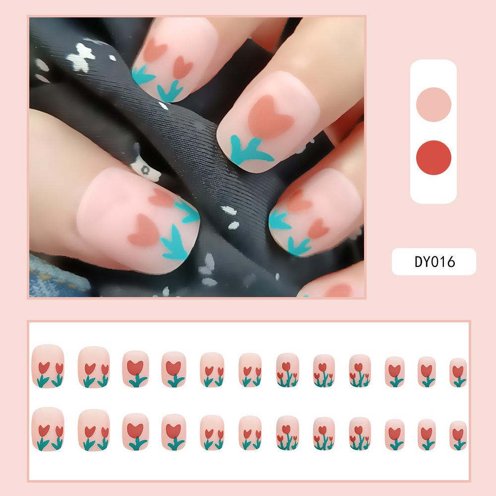 Reusable Blush Nail Art Set: 24 Detachable Wearable Nail Stickers