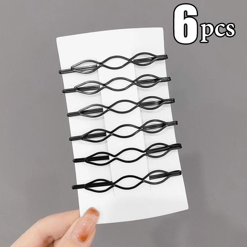 3/12Pcs Black Hair Clips Bobby Pins Wavy Fashion Hairpins Metal Barrettes Invisible BB Clip Wave Hairgrip Hair Clips Accessories