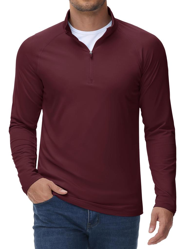 KEFITEVD Perfect for and Winter and as a Warm Undershirt for Fall and Wine Size L Men's High-Neck Long-Sleeve Fleece-Lined Undershirt, Baseball, Golf,