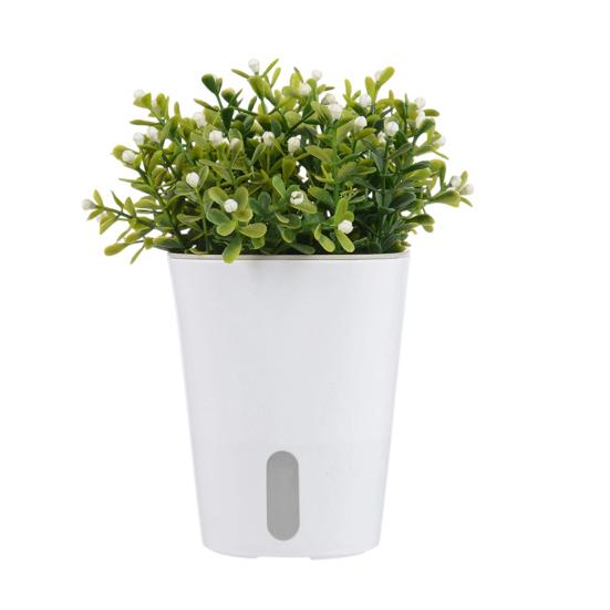 Self Watering Plant Pots Small White Planter with Reservoir Translucent Inner Pot Cotton Wick Planters for Violet Cuttings Seedlings Propagation