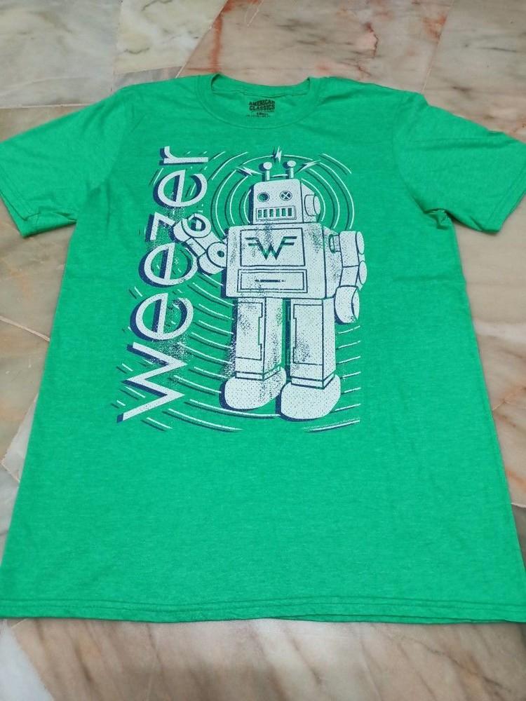 

90s Weezer Robot Albums Tour Green T shirt Classic style tee NH16603 Unisex T-Shirt S