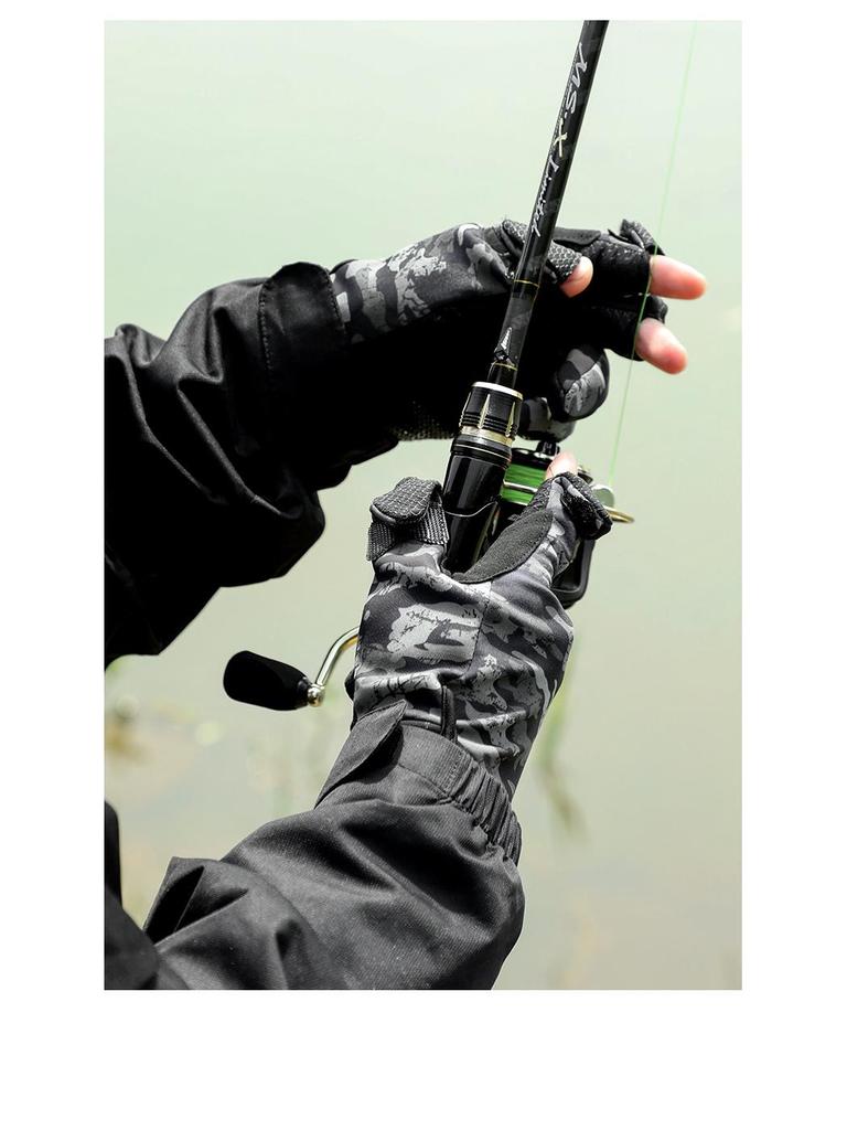 Guantes de Pesca Antideslizantes de Otoño/Invierno - Cálidos, Resistentes al Desgaste, con Forro Polar, Sin Dedos, Táctiles DB68.