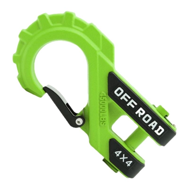 

Heavy Duty 20T Steel Winch Hook with Safety Spring Latches & Rubber Guard Reinforced Tow Shackle for UTV Truck Towing зелений