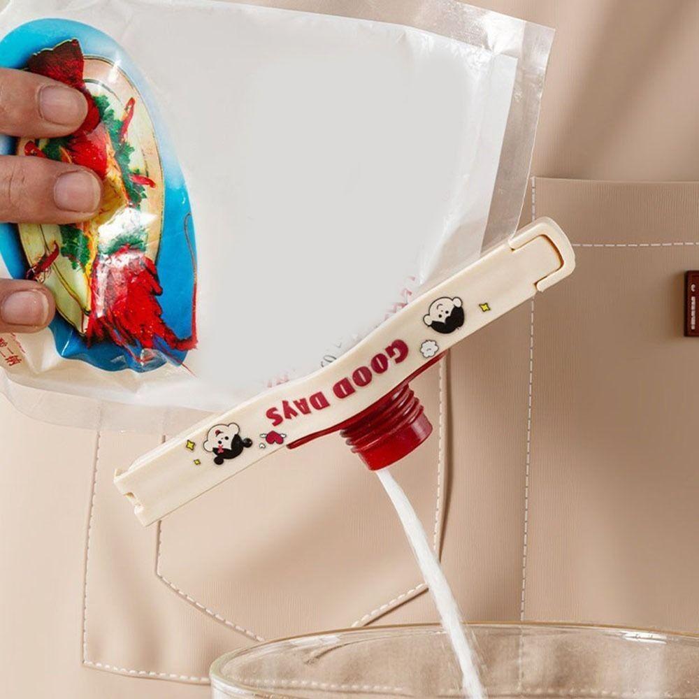 1/5Pcs Screw Cap Seasoning Sealing Clip Cartoon Moisture-proof Food Bag Clips with Plastic Spout Adjustable Spice Jar Lids