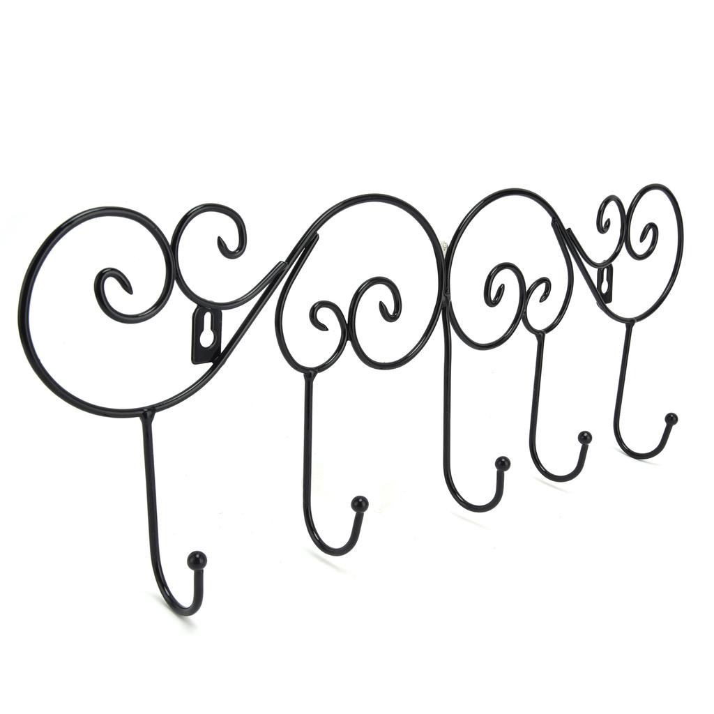 Kleskrok Henging Dør Vegghenger Kjøkken Bad Henger med 5 Krokbrakett for Håndkle Klær Hatt