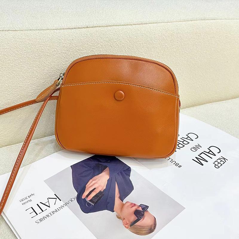 2025 New Trendy Genuine Leather Women's Bag Fashion Retro Shell Bag Crossbody Bag Shoulder Bag