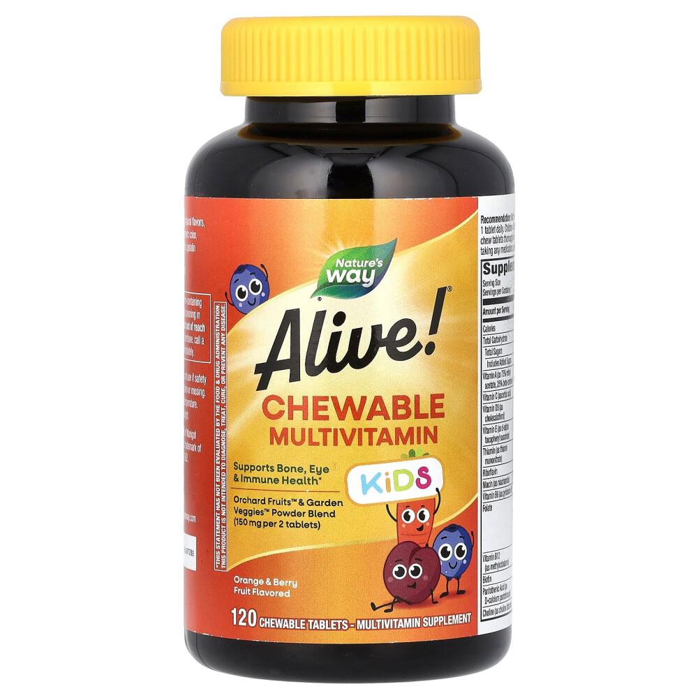 Nature's Way Alive! Children's Chewable Multivitamin, Orange & Berry Fruit Flavored, 120 Chewables