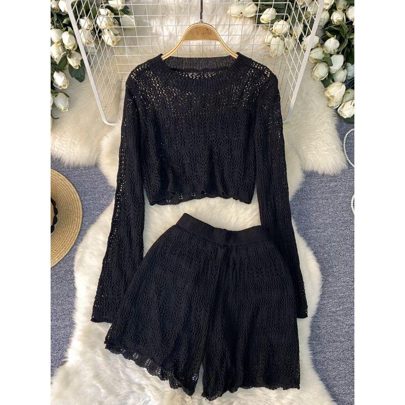 Fashion Wind High Waist Slim Looking Short Pants Knitting Suit