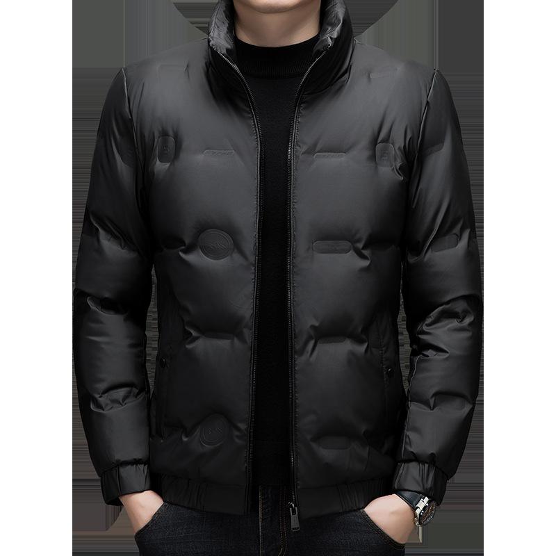 Winter Casual Solid Color Versatile Warm Men'S Stand-Up Collar Down Jacket Popular Middle-Aged Dad Jacket