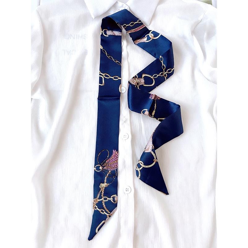 4cm* 95cm Woman Thin Imitation Silk Scarf Long Hair Strip Headband Neckerchief Fashion Bag Handle Ribbon Scarf Female Tie