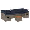 8 Piece Garden Sofa Set with Cushions Gray Poly Rattan