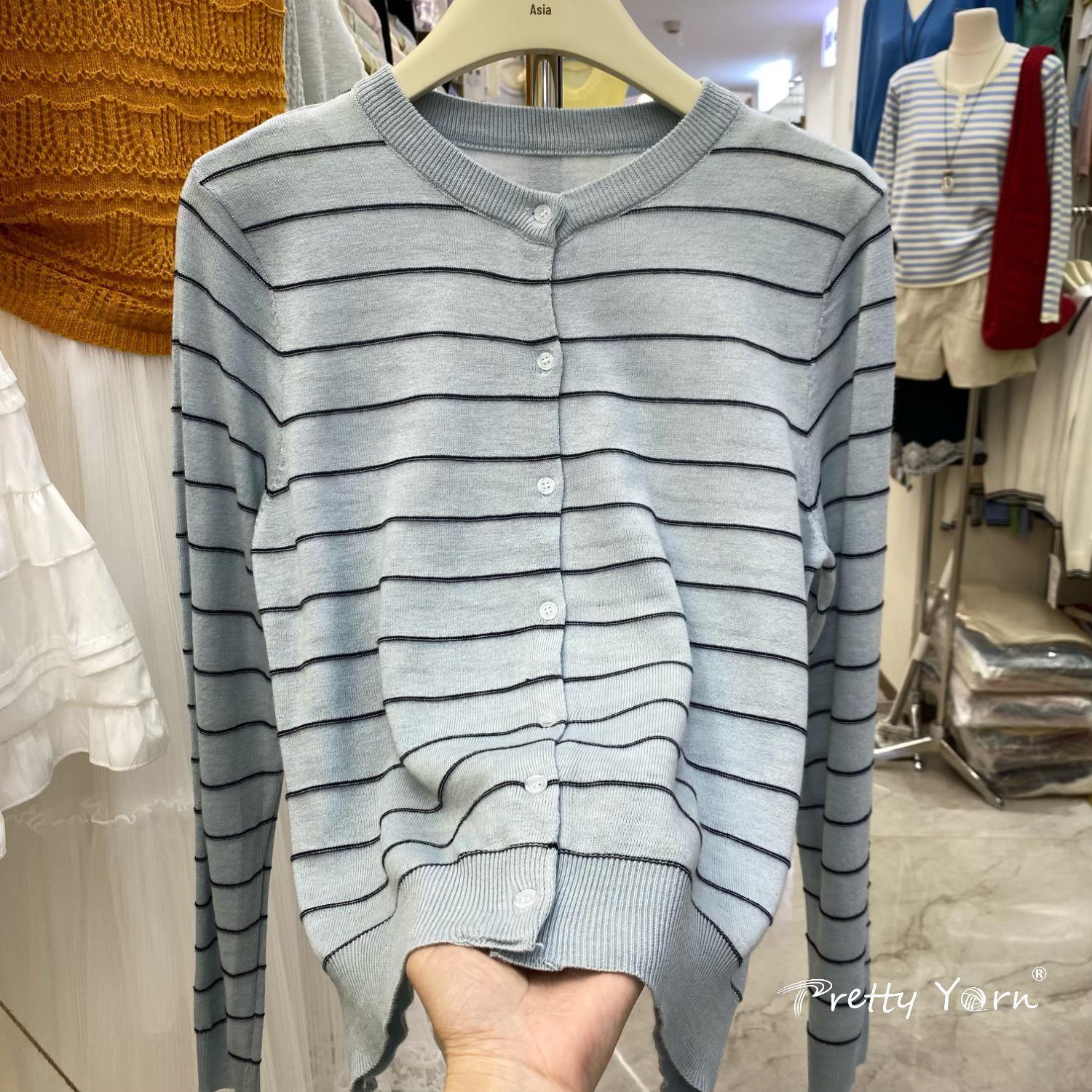 2025 Early Autumn Women s Color Block Striped Knitted Cardigan - High-End Wool Fashion Top One Size
