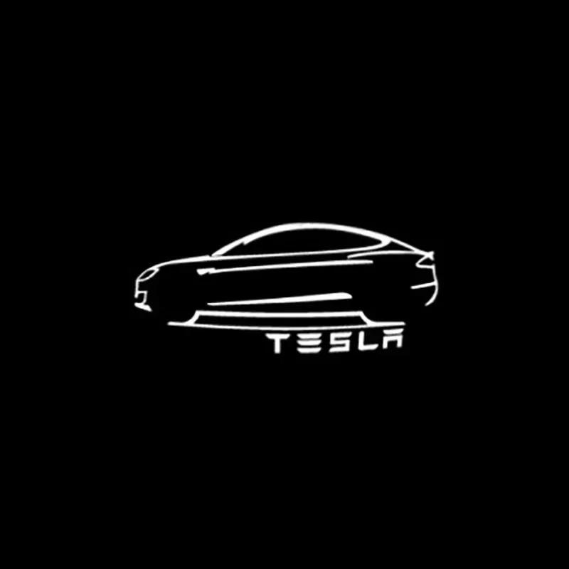 Official 2/4pcs Car Door LED Projector HD Welcome Laser Light for For Tesla Model Y 3 S X