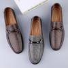 Men's Casual Leather Slip-On Loafers - Low-Top Spring Driving Shoes with Cowhide Upper
