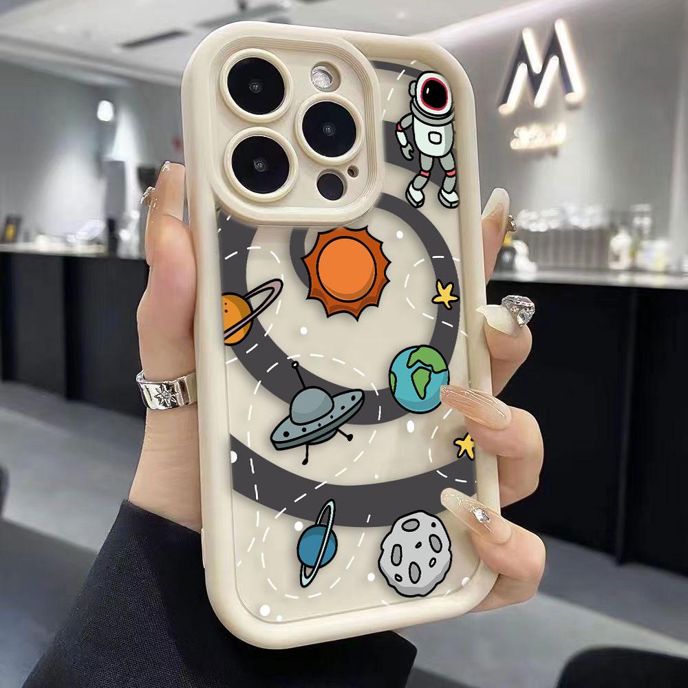 Astronauts Space Stars Planets Phone Case For iPhone Apple 17 AIR 16 16E 11 12 13 14 15 XR Plus Pro Max DIY Shockproof Cover