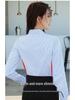 Women's Plus Velvet Blue & White Striped Long Sleeve Shirt - Versatile Pro Wear for Autumn/Winter.