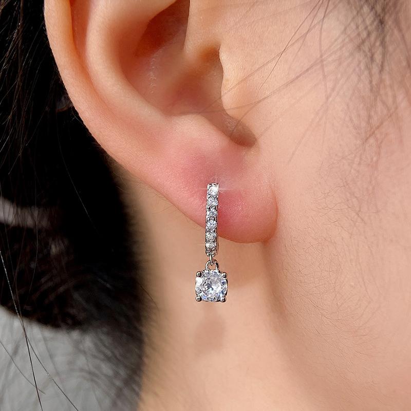 Huiatn Dainty Women's Dangle Earrings with Round CZ Charm  Color/Gold Color Daily Wear Chic Ear Accessories Girls Jewelry