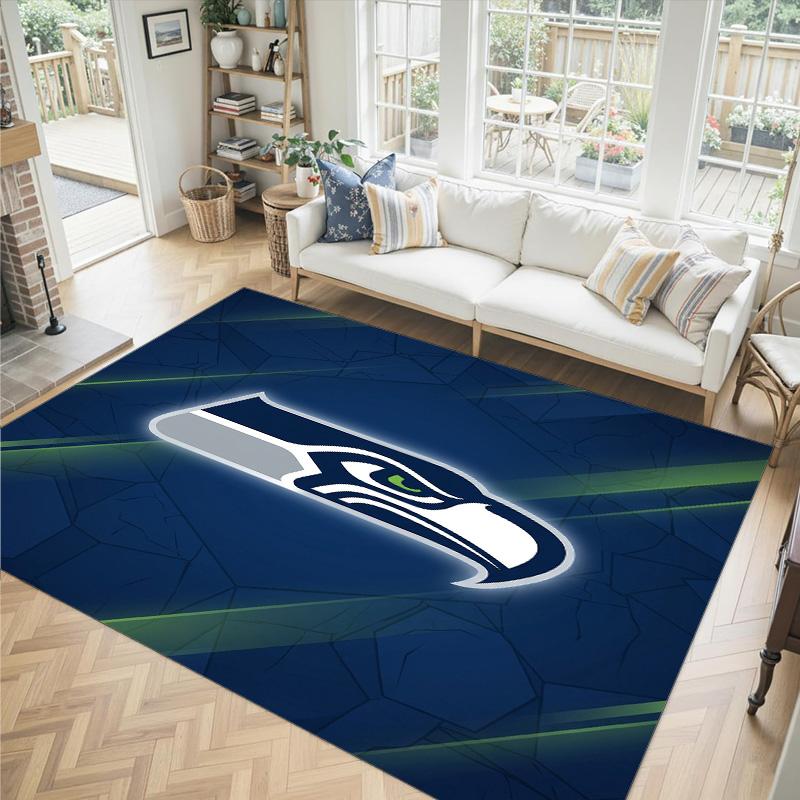 Seattle Seahawks Design Crystal Velvet Carpet Cozy Non?Slip Printed Rug For Bedroom Living Room Entrance
