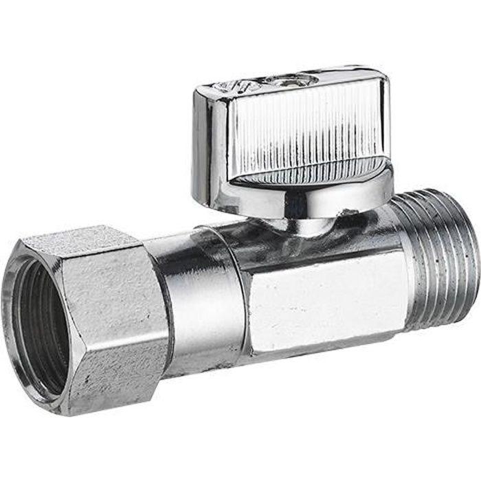 Straight Quarter Turn WC Tap Chrome Plated Brass Male Female Rotating Nut 12x17 (3/8) NOYON &; THIEBAULT