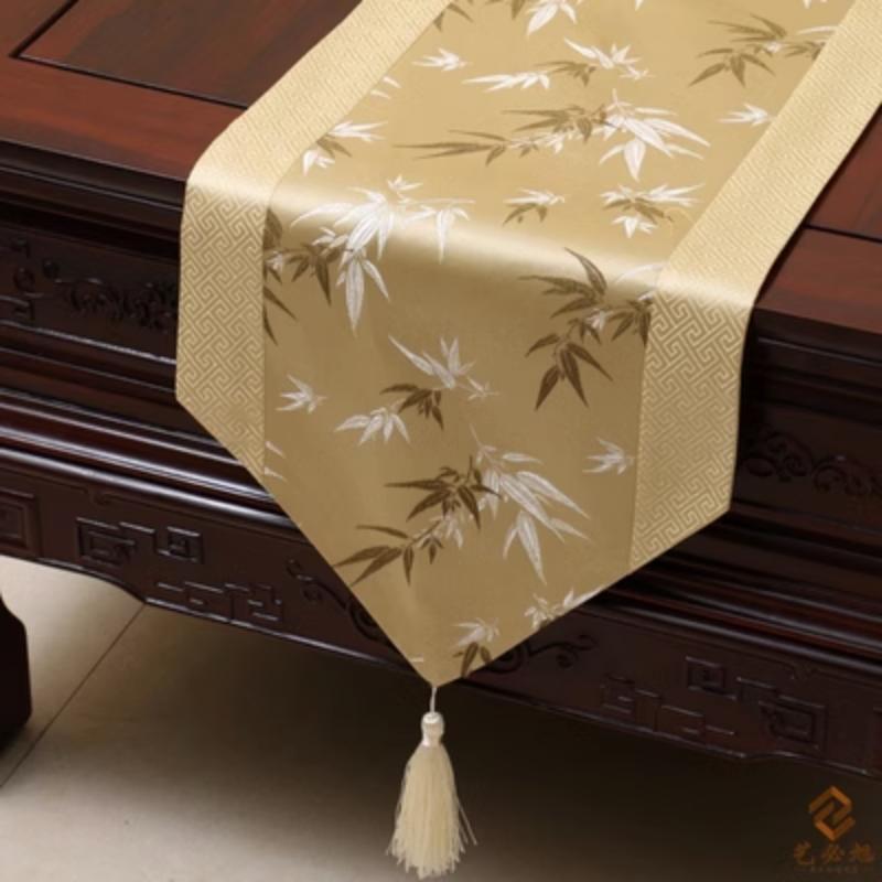 Steagul de masă din brocart țesut în stil chinezesc nou. Steagul de masă modern, simplu, masă rurală, masă de ceai față de masă