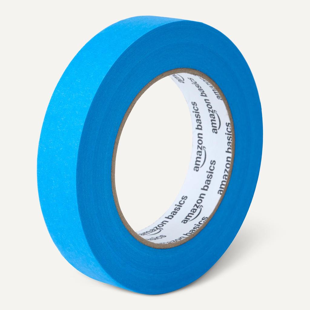 Amazon Basics Masking Tape for Painting, 24mm x 55m, 4 Rolls, Blue