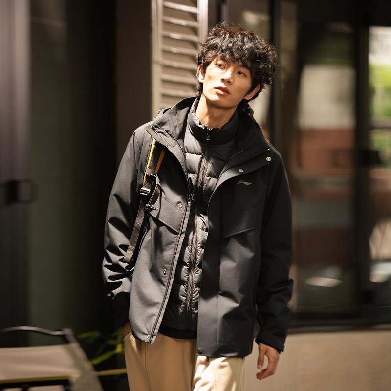 Li Ning Jackets Men's Black Hooded Thickened Other AWBV091-3