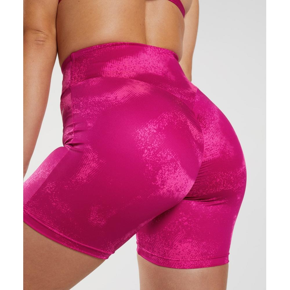 Gymshark Gs Power Original Tight Shorts Magenta Pink Print B4a6u Kbh3