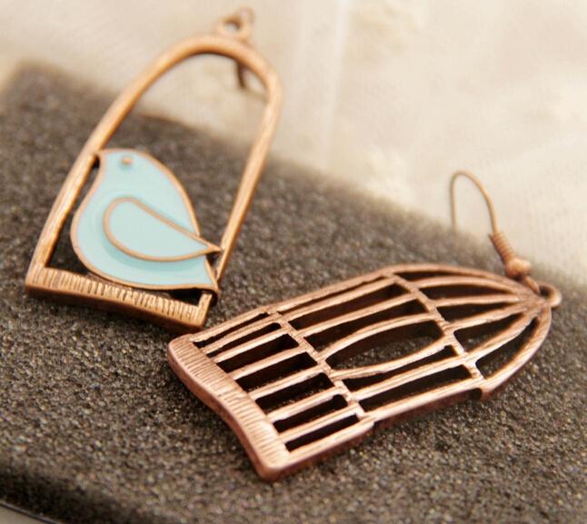 High Quality Bird Shape Earring Novelty Bird and Birdcage Shape Women Dangle Earrings