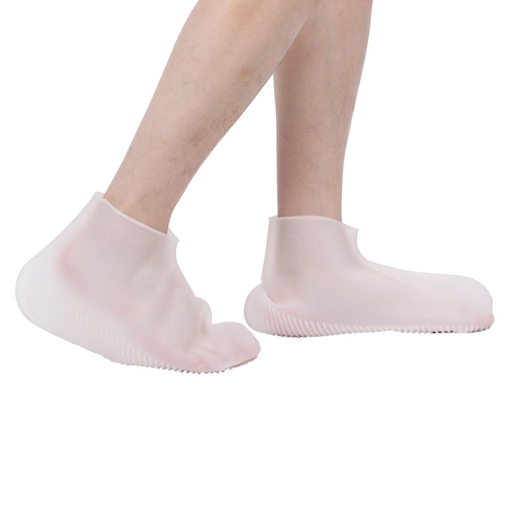 Silicone Rain Shoe Covers Waterproof Snow Shoe Protectors Non Slip Foldable Shoes Boots Overshoes White