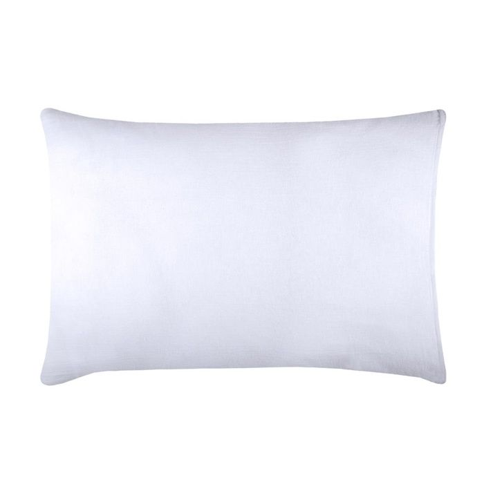 Protège-oreiller - Elisa - 65 X 100 Cm - 100% Coton - Blanc - Housse Rectangulaire
