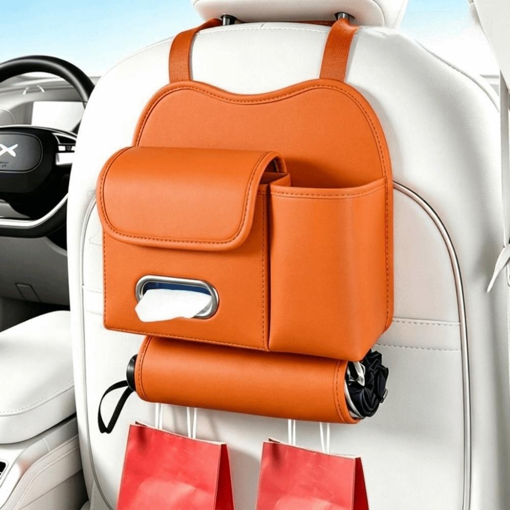 Space Saving Car Backseat Organizer PU Leather Car Seat Back Tissue Box Car Cup Holder Rear Seat