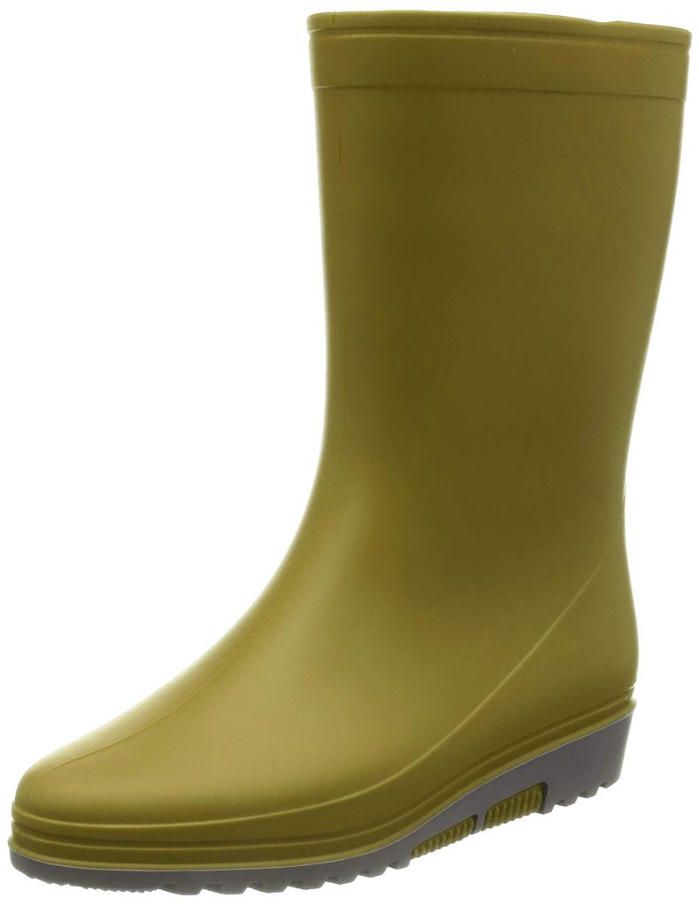 Asahi R307 Women's Mid-Length Rain Shoes, Made In Japan, Olive, Size 25.0 Cm, 2E