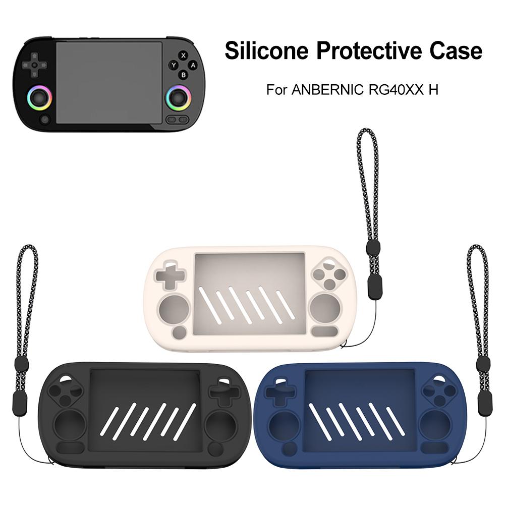 Silicone Case Protective Cover Shockproof Protector Shell Sleeve Anti-Scratch Protector Cover with Lanyard for ANBERNIC RG40XX H